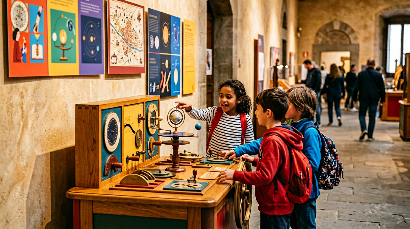 Bambini in visita a un museo di Firenze con la famiglia
