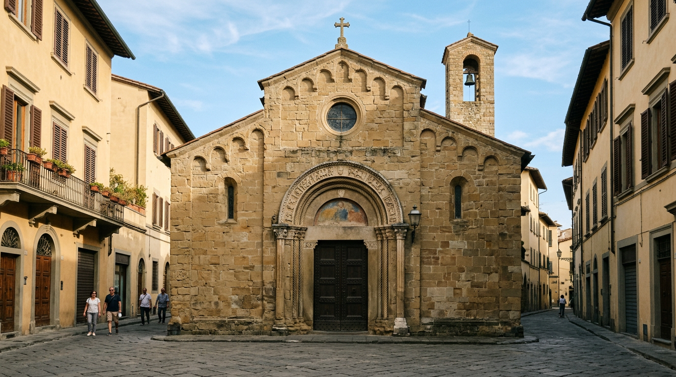 Interno della chiesa di Santa Felicita con la cappella Capponi illuminata