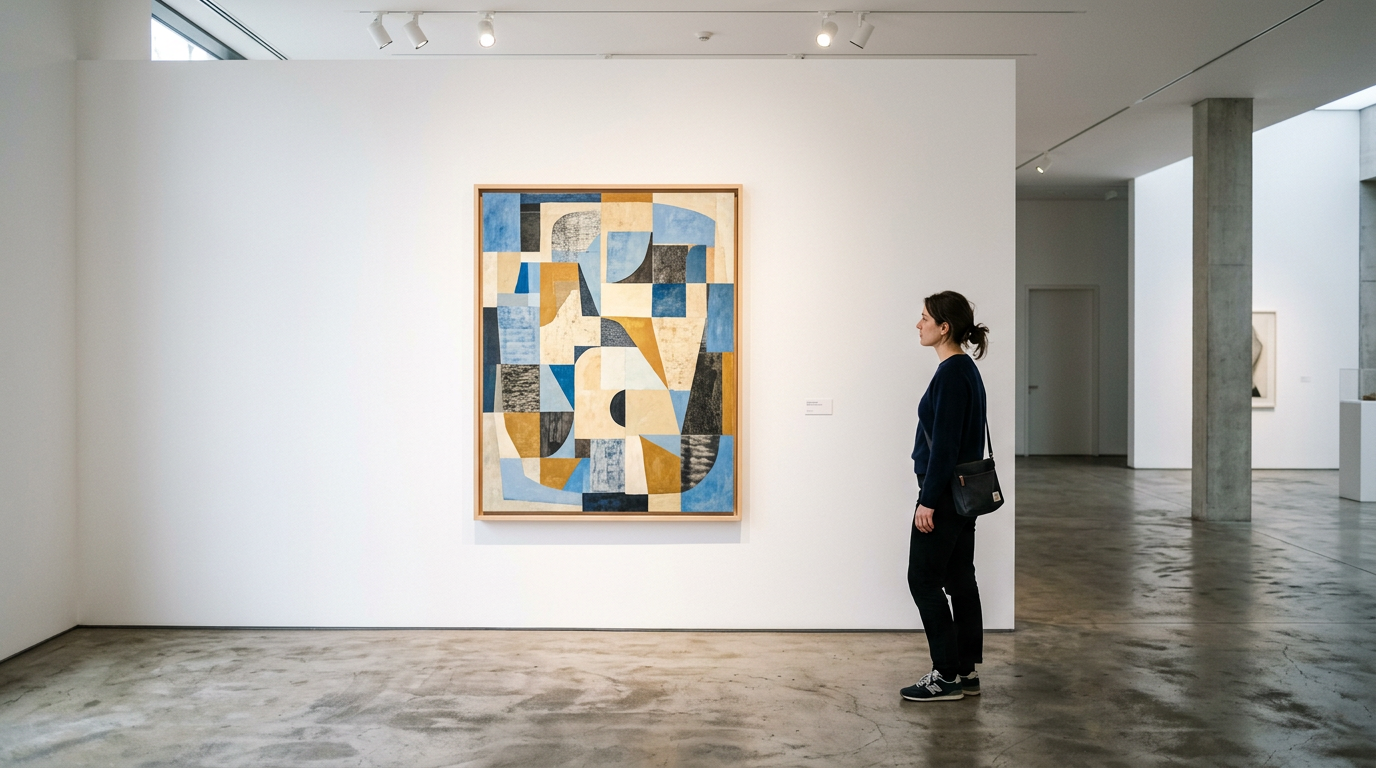 Galleria d'arte contemporanea nell'Oltrarno di Firenze con opere esposte su muro bianco