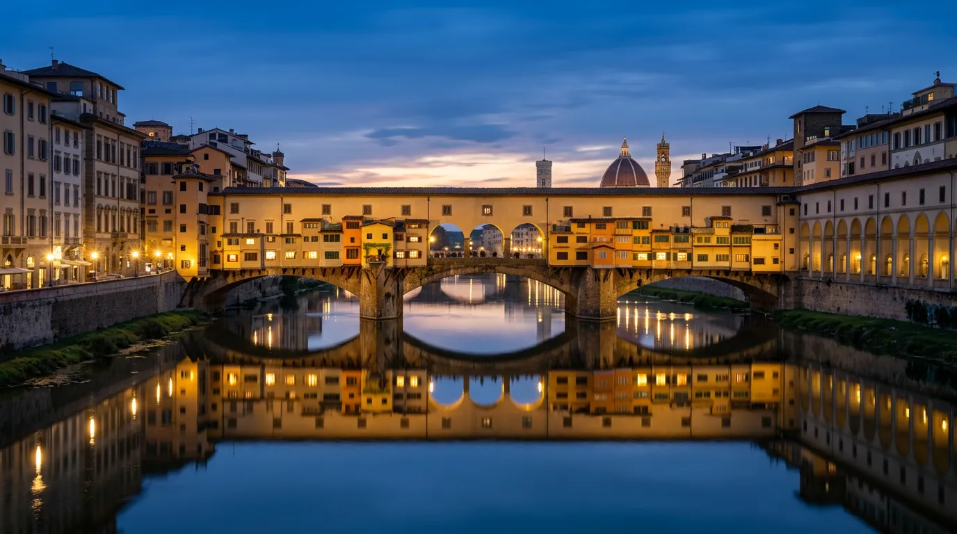 Vista sul Duomo di Firenze dall'alto con i tetti rossi della città