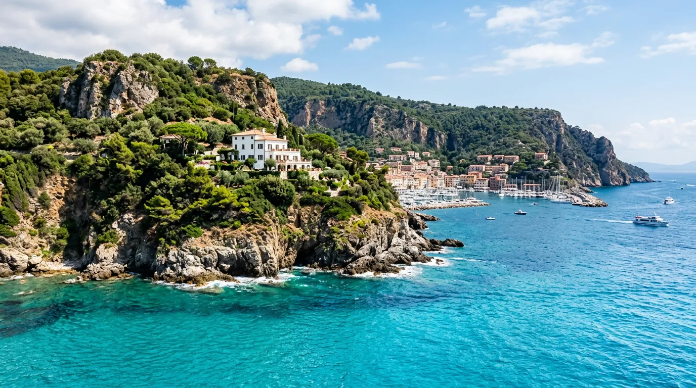 Porto Santo Stefano con il lungomare animato e le case colorate affacciate sul porto
