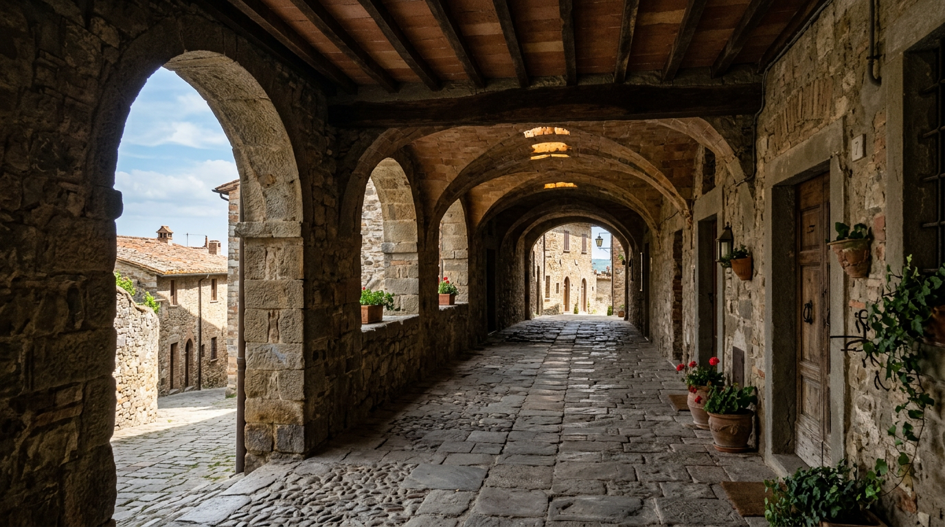 La Rocca medievale di Castellina in Chianti con la torre e i camminamenti coperti