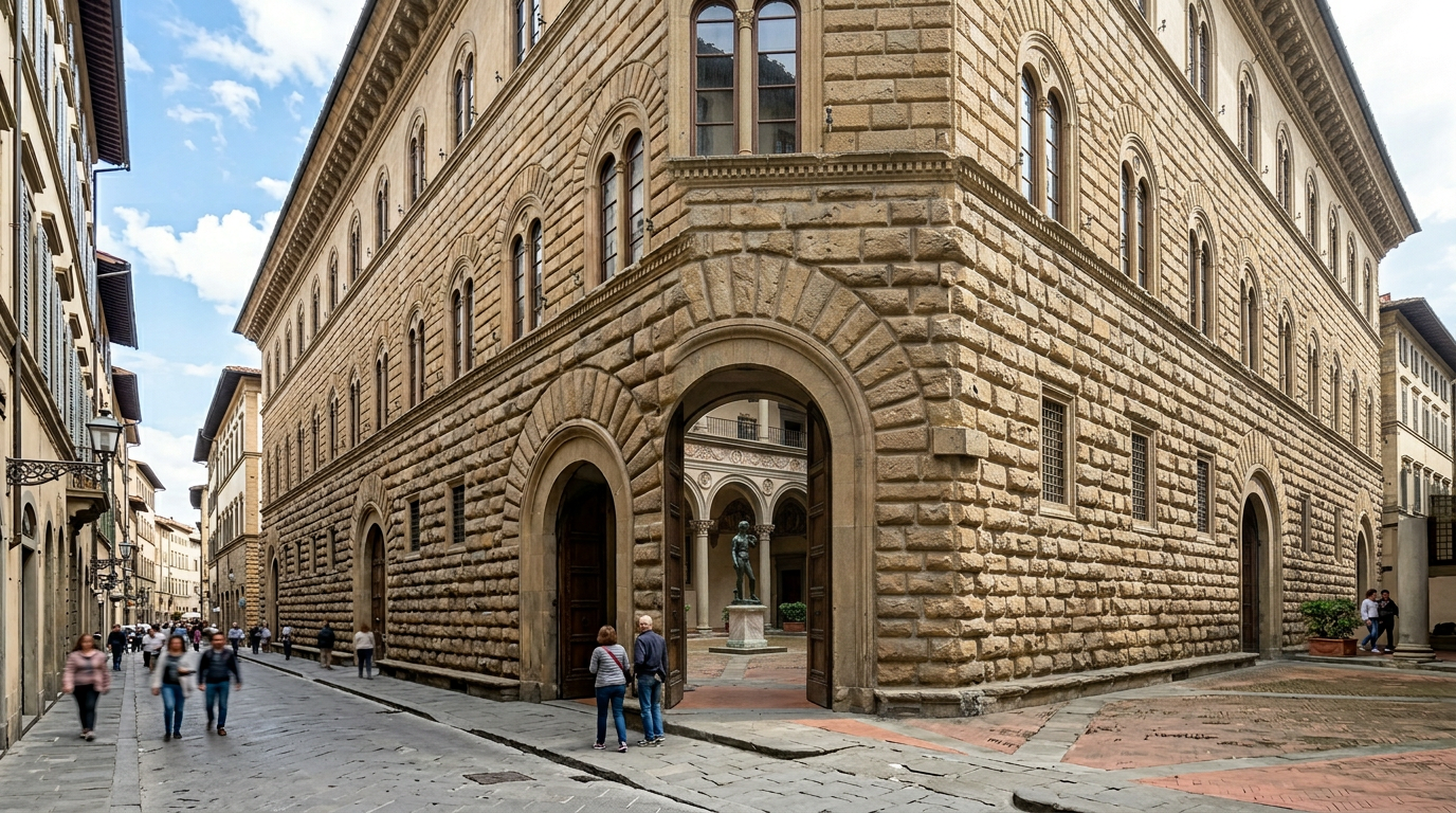 Cortile di Palazzo Medici Riccardi a Firenze con archi rinascimentali