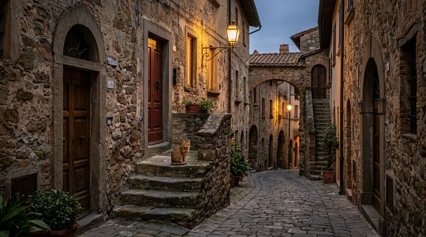 Panorama dei borghi medievali della Val d'Elsa con colline toscane e cipressi