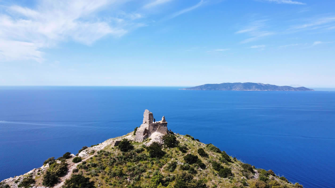 Vista aerea della costa dell'Argentario e della Maremma Toscana